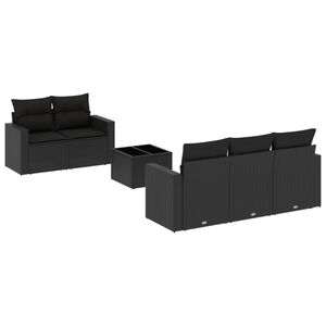 vidaXL 6 Piece Garden Sofa Set with Cushions Black Poly Rattan