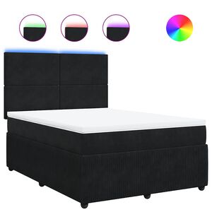 vidaXL Box Spring Bed with Mattress Black Double Velvet