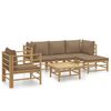 vidaXL 6 Piece Garden Lounge Set with Taupe Cushions Bamboo