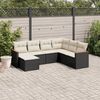 vidaXL 7 Piece Garden Sofa Set with Cushions Black Poly Rattan