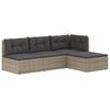 vidaXL 4 Piece Garden Lounge Set with Cushions Grey Poly Rattan