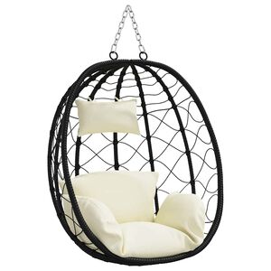 vidaXL Hanging Egg Chair Cream white 91.5 x 54.5 x 107 cm Poly Rattan