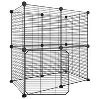 vidaXL 12-Panel Pet Cage with Door Black 35x35 cm Steel