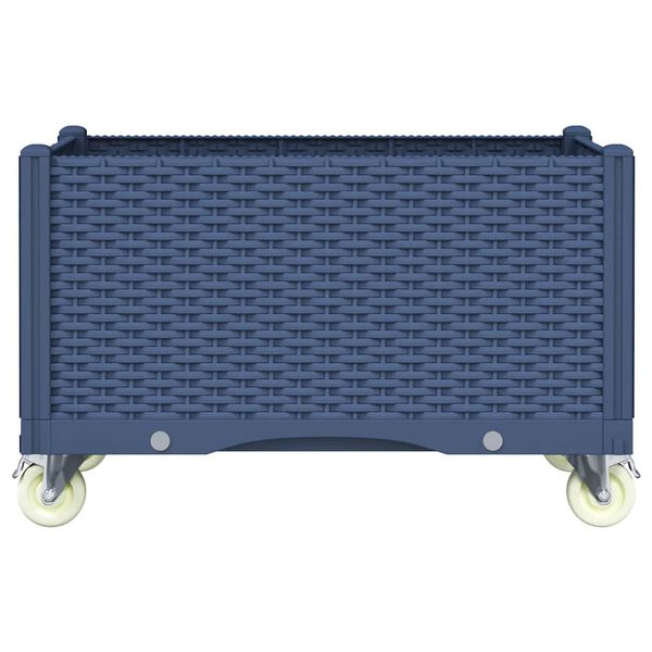vidaXL Garden Planter with Wheels Blue Grey 80x50x54 cm PP