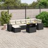 vidaXL 8 Piece Garden Sofa Set with Cushions Black Poly Rattan