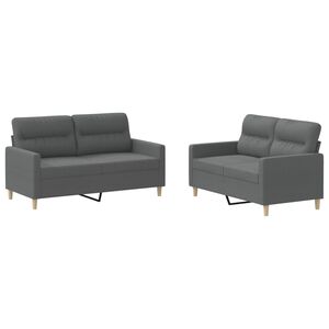 vidaXL 2 Piece Sofa Set with Cushions Dark Grey Fabric