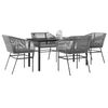 vidaXL 5 Piece Garden Dining Set with Cushions Grey Poly Rattan Glass