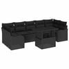 vidaXL Garden Sofa Set 8 pcs Black Poly Rattan