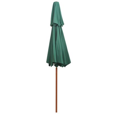 vidaXL Double Decker Parasol 270x270 cm Wooden Pole Green