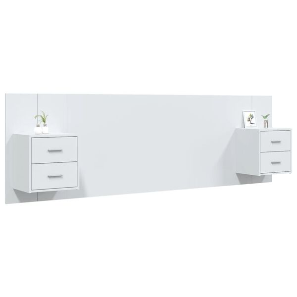 vidaXL Bed Headboard with Cabinets White Engineered Wood