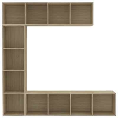 vidaXL 3 Piece Book/TV Cabinet Set Sonoma Oak 180x30x180 cm