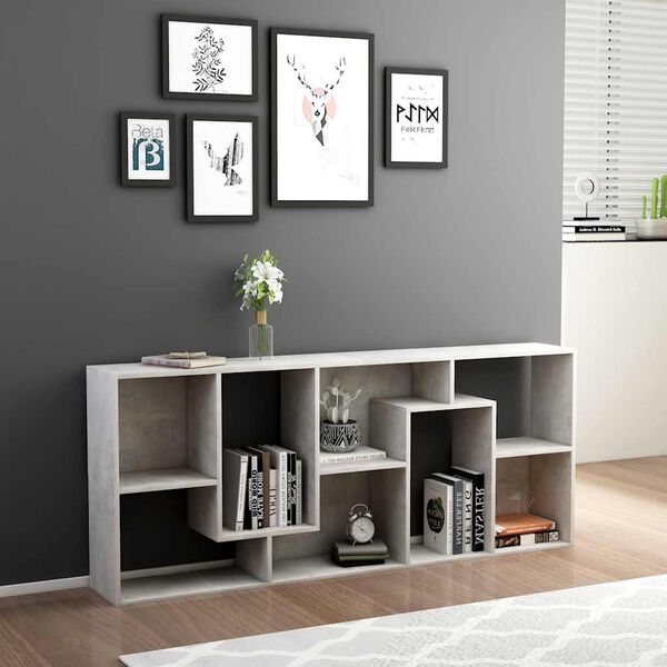 vidaXL Book Cabinet Concrete Grey 67x24x161 cm Engineered Wood