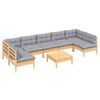 vidaXL 8 Piece Garden Lounge Set with Grey Cushions Solid Pinewood