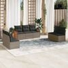 vidaXL 7 Piece Garden Sofa Set with Cushions Grey Poly Rattan