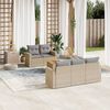 vidaXL 6 Piece Garden Sofa Set with Cushions Beige Poly Rattan