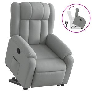 vidaXL Stand up Massage Recliner Chair Light Grey Fabric