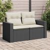 vidaXL Garden Sofa with Cushions 2-Seater Black Poly Rattan