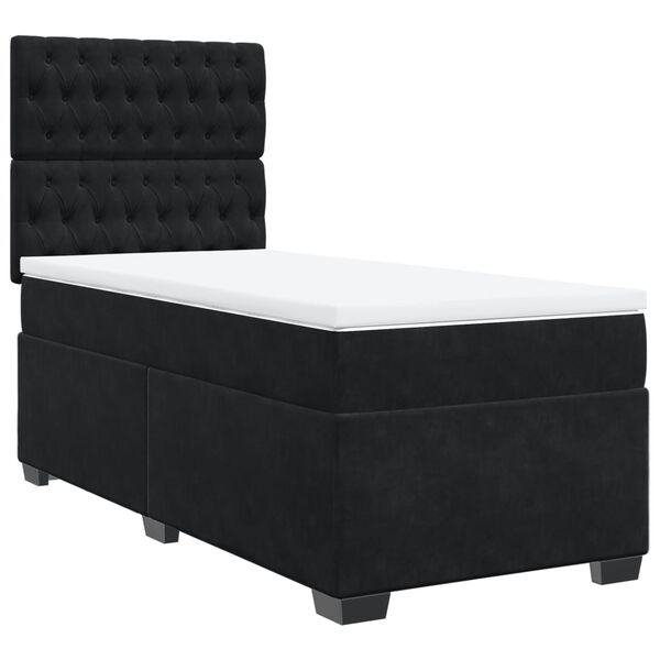 vidaXL Box Spring Bed with Mattress Black King Single Velvet