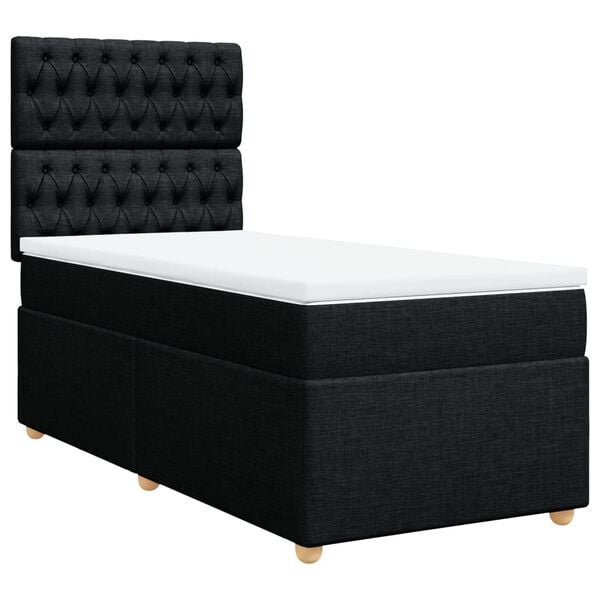 vidaXL Box Spring Bed with Mattress Black King Single Fabric