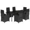 vidaXL 7 Piece Garden Dining Set with Cushions Black Poly Rattan