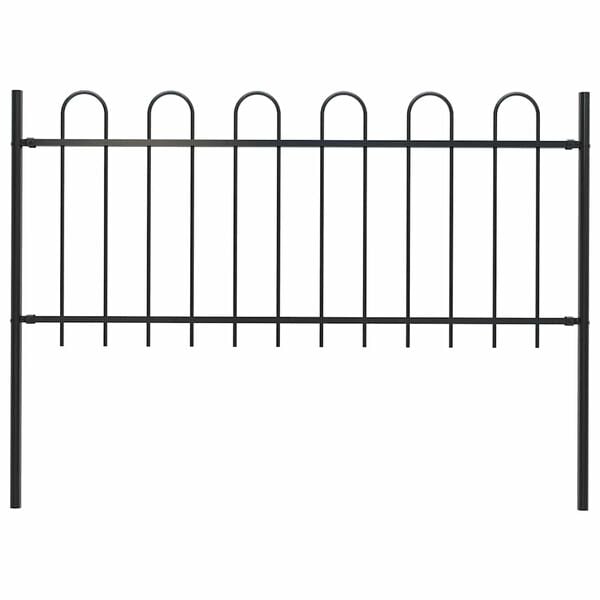 vidaXL Garden Fence Boxtel with Hoop Top Steel 181x80 cm Black