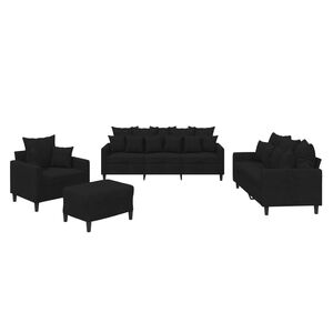 vidaXL 4 Piece Sofa Set with Cushions Black Velvet