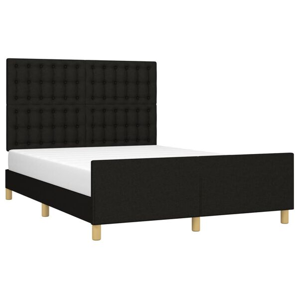 vidaXL Bed Frame without Mattress Black 137x187 cm Double Fabric