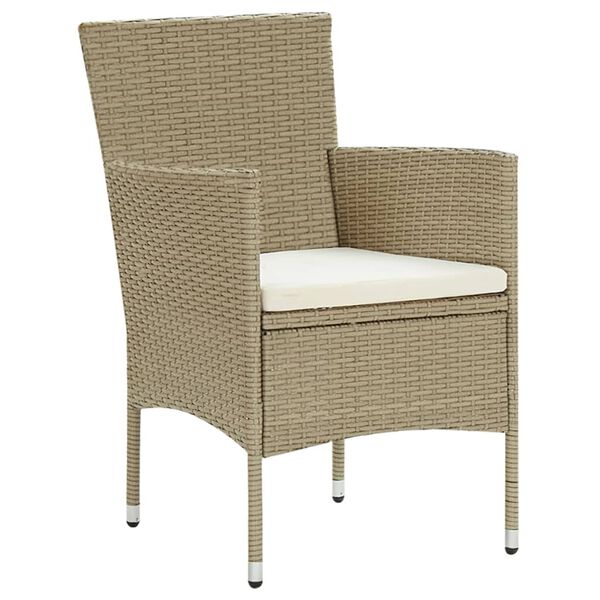 vidaXL Garden Dining Chairs 4 pcs Poly Rattan Beige