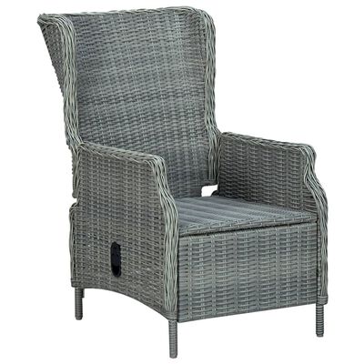 vidaXL Reclining Garden Chair with Footstool Poly Rattan Light Grey