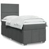 vidaXL Box Spring Bed with Mattress Dark Grey King Single Fabric