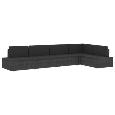 vidaXL Sectional Corner Sofa Poly Rattan Black