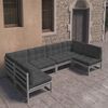 vidaXL 6 Piece Garden Lounge Set with Cushions Grey Solid Pinewood