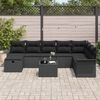 vidaXL Garden Sofa Set with Cushion 9 pcs Black Poly rattan