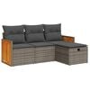 vidaXL 4 Piece Garden Sofa Set with Cushions Grey Poly Rattan