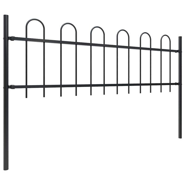 vidaXL Garden Fence with Hoop Top Steel 537x60 cm Black