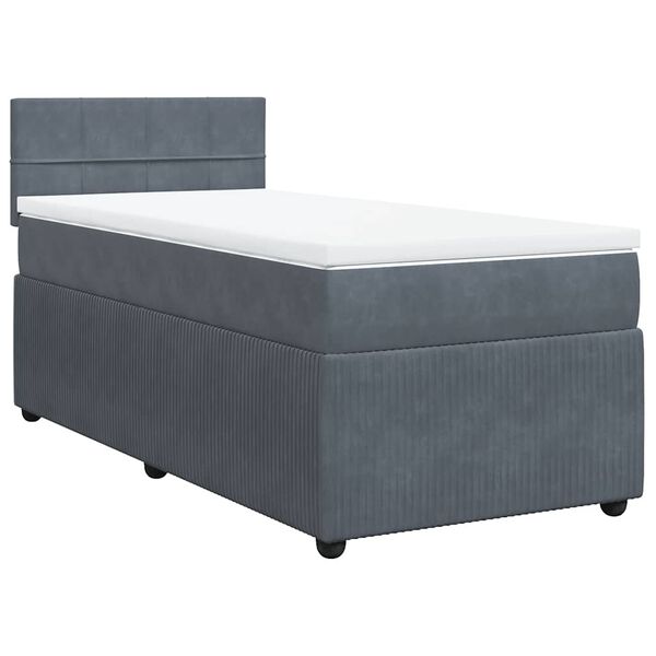 vidaXL Box Spring Bed with Mattress Dark Grey King Single Velvet