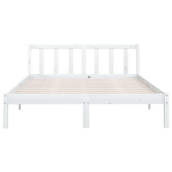vidaXL Bed Frame without Mattress White Solid Wood Pine King Size