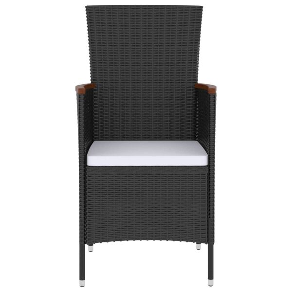 vidaXL 5 Piece Outdoor Dining Set with Cushions Poly Rattan Black