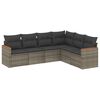 vidaXL 6 Piece Garden Sofa Set with Cushions Grey Poly Rattan