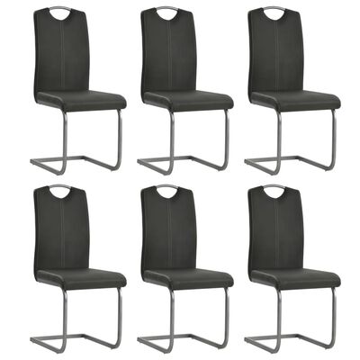 vidaXL Cantilever Dining Chairs 6 pcs Grey Faux Leather