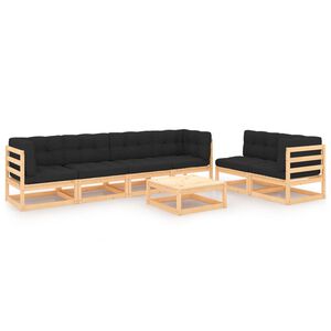 vidaXL 7 Piece Garden Lounge Set with Cushions Solid Pinewood