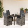 vidaXL 5 Piece Garden Bistro Set with Cushions Grey Poly Rattan