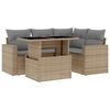 vidaXL 5 Piece Garden Sofa Set with Cushions Beige Poly Rattan