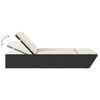 vidaXL Double Sun Lounger with Cushions Black Poly Rattan