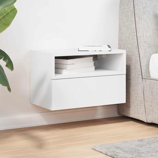 vidaXL Wall-mounted Bedside Cabinet White 45x26x28.5 cm