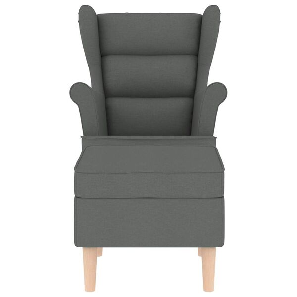 vidaXL Armchair with Footstool Dark Grey Fabric