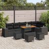 vidaXL Garden Sofa Set with Cushion 10 pcs Black Poly Rattan