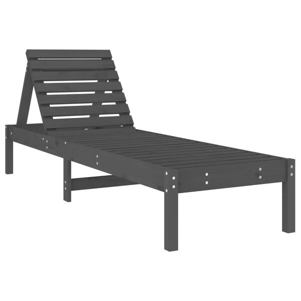 vidaXL Sun Loungers 2 pcs Grey 199.5x60x74 cm Solid Wood Pine
