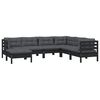 vidaXL 7 Piece Garden Lounge Set with Cushions Black Solid Pinewood