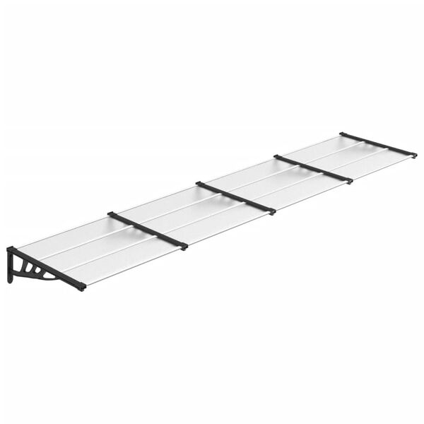 vidaXL Door Canopy Black and Transparent 396x90 cm Polycarbonate